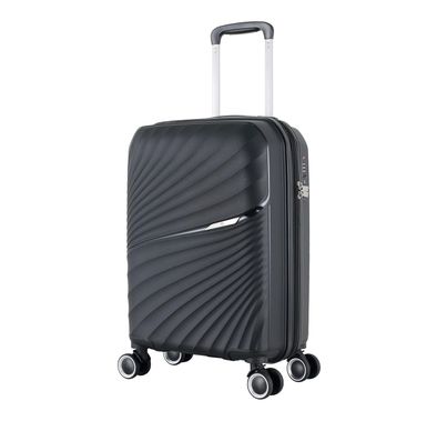 H.T Luggage Bag, Hard Case Polypropylene (PP) Material, Expandable, Telescopic Handle, Scratch Resistant, TSA Lock, Small Case Size - Black