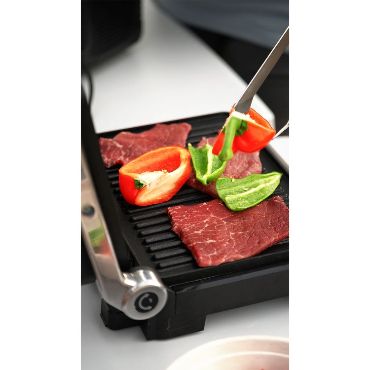 Porodo Lifestyle Glasstop Digital Grill with Removable Grill Plate, 5 Preset Options, 180° Flat Open & 105° Adjustable Lid, 90°C to 230°C Temperature Control - Black