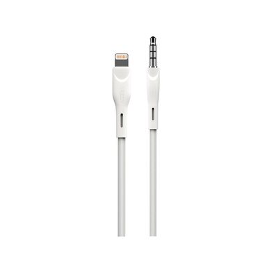 Green Lion Lightning to 3.5mm AUX Cable with 1.2m Length, Plug & Play, Flexible and Braided, Loss-free Audio Signal, Braided TPE & PVC Material - White