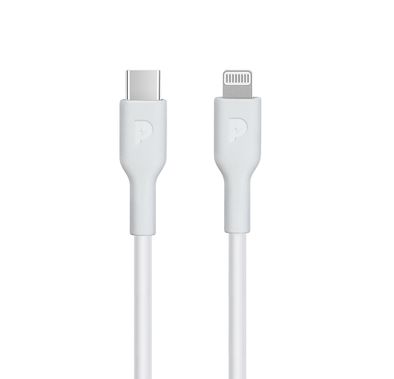 Powerology Type-C to Lightning Cable PD 20W, Fast Data Sync And Charge, Universal Compatibility, 2m/6.5ft - White