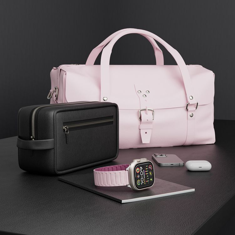 Levelo Stella Silicone Watch Strap with Magnets, Compatible with 49/46mm Smartwatches & Apple Watch SE, Series 9, 8, 7, 6, 5, Dual-Color Wearable, Hypoallergenic Material, Easy Snap-On, Sweat-Resistant, Water-Resistant - Pink / Burgundy