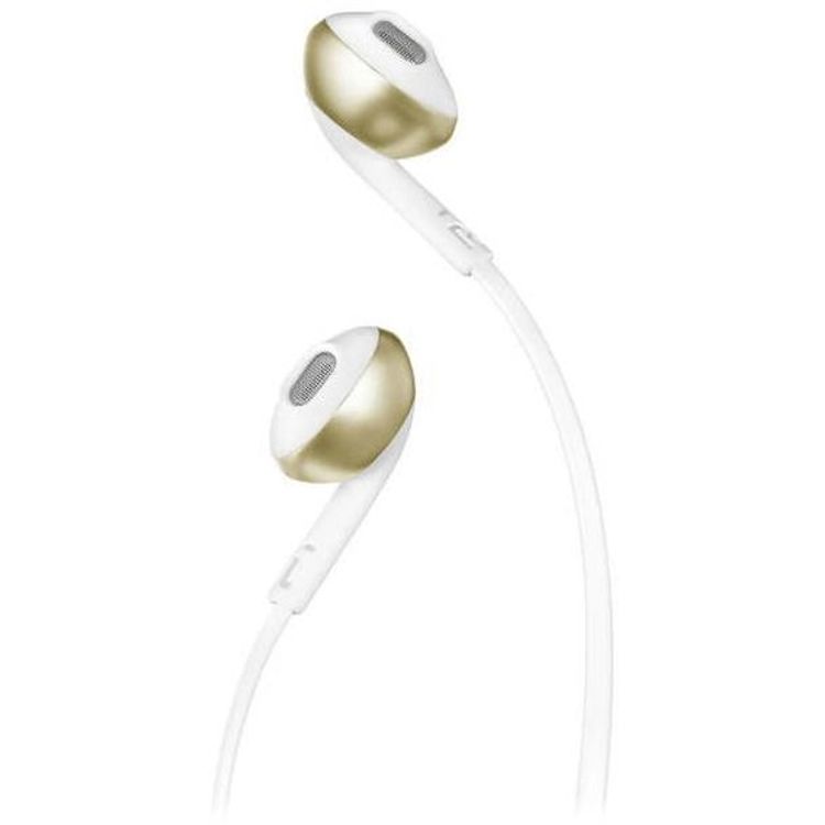 JBL Tune 205 In-Ear Wired Headphones with 3.5mm Audio Jack, Integrated Microphone, 118.2cm Length, JBL Pure Bass Sound, Carrying Pouch - Champagne Gold