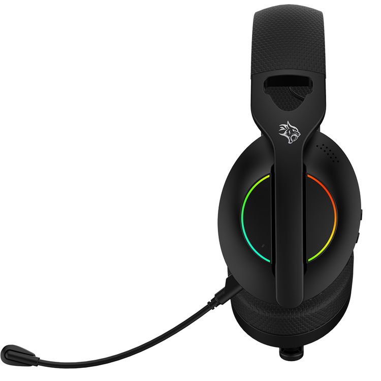 Porodo Gaming Triple-Mode Gaming Headphone with Noise-Canceling Microphone, 800mAh Battery Capacity, 2.4G & Bluetooth Wireless Connectivity, RGB Lights - Black