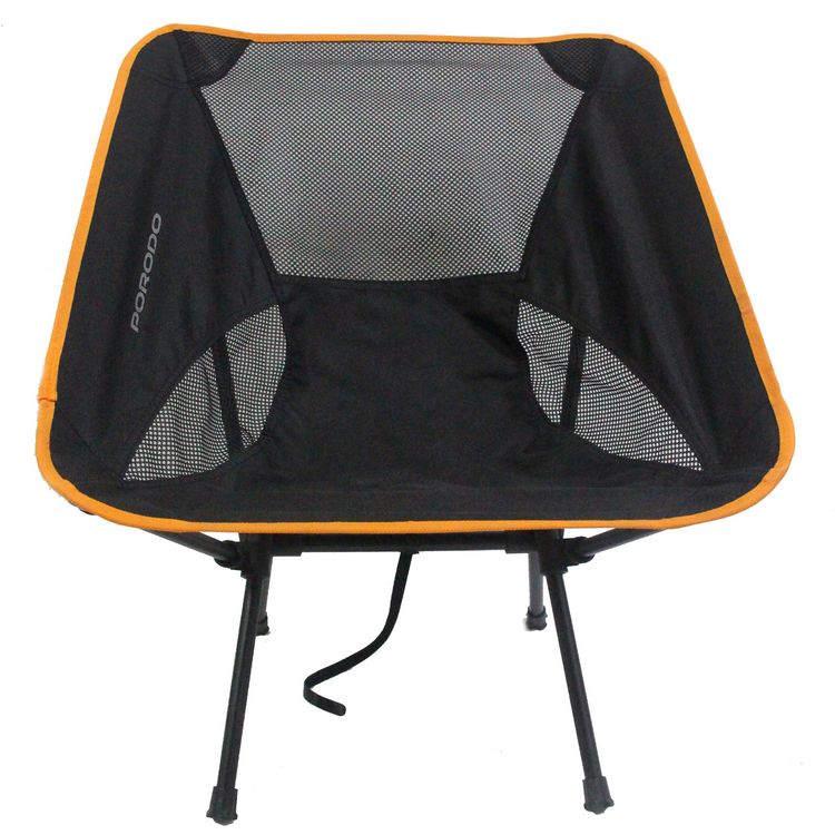 Porodo Mesh Fabric Comfort Camping Chair with Handy Storage Pouch, Up to 120kg Load Capacity, Breathable Mesh Fabric, Quick Assembly, Foldable Design - Black