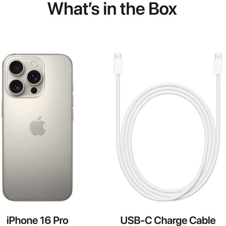 Apple iPhone 16 Pro with 1TB Capacity, 6.3‑inch Screen Size, USB-C Connector Type, 6‑Core CPU, 6‑Core GPU, 5G Network Technology, Splash, Water & Dust Resistant, Middle East Version - Natural Titanium