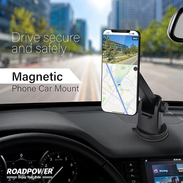 حامل مغناطيسي للهاتف المحمول للسيارة من ROADPOWER، حامل قوي على لوحة القيادة والزجاج الأمامي مع مغناطيسات قوية