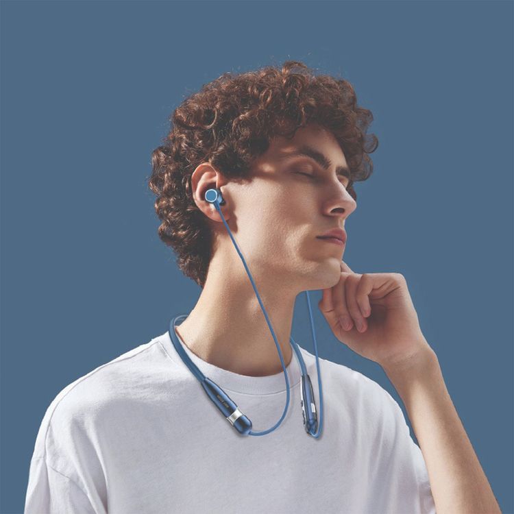 Green Lion Neck X Wireless Neckband with Magnetic Control, Comfortable to Wear, IPX3 Water Resistance Level, Type-C Charging Port - Blue