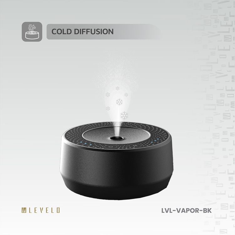 Levelo Car Aroma Diffuser Vapor, Aluminum & Plastic Material, 400mAh Battery Capacity, 9 Hours Working Time, 1 Hour Charging Time - Black