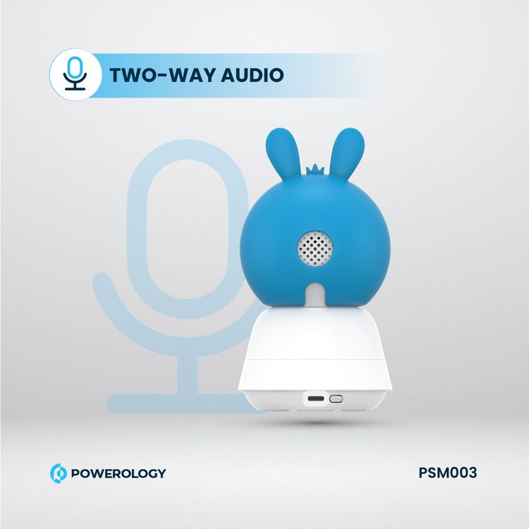 Powerology Monitor & App Baby Camera with Blue & Pink Covers, 1920 × 1080 Pixels Resolution, Night Vision, Type-C Charging Interface, Built-in Lullabies - White