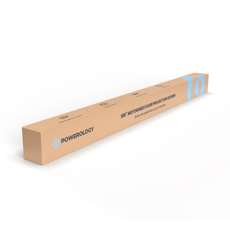 Powerology 100" Motorized Floor Projector Screen, 90" to 150" Diagonal Screen Size, Wireless Remote Control, Easy Installation - White