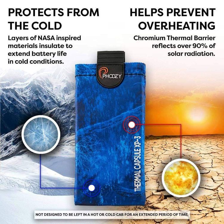 Phoozy XP3 Realtree Series Thermal Mobile Phone Case Capsule with Internal Stash Pocket, Weatherproof Pouch, Floating Case Bag , Multi Attachment Strap - Blue - Medium