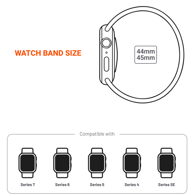 Porodo iGuard Silicone Loop Watch Band for Apple Watch 42/44/45mm, Easy Attachment & Detachment, Comfort Fit, Compatible with  Apple Watch Series 4/5/6/7/SE, User Friendly, Lightweight, Adjustable, High Quality - Grey