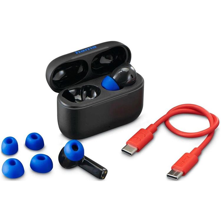 Hama Passion Clear II Earbuds with ANC & ENC, Bluetooth Version 5.3, Type-C Charging Port, 10m Transmission Distance, 2.5 Hours Charging Time, 20 Hours Talk Time, Apple Siri & Google Assistant Voice Controls - Black