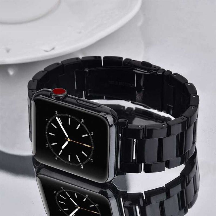 Green Lion Marble Watch Strap for Apple Watch 42/44/45/49mm, Double-lock Folding Buckle, Water Resistant, Easy Installation, Stainless Steel Connector - Black