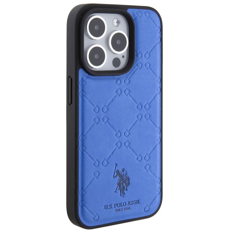 U.S.Polo Assn. PU Leather HS Pattern Case for iPhone 15 Series - Blue - iPhone 15 Pro Max