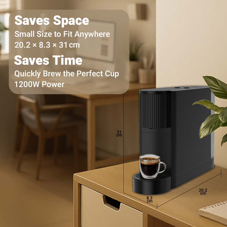 ماكينة صنع القهوة بالكبسولات أوتوماتيكية من LePresso، متوافقة مع نسبريسو، قدرة كهربائية 1200 واط، تسخين سريع في 30 ثانية، تحضير دقيق، سعة مياه 500 مل، ضغط مضخة 20 بار - أسود.
