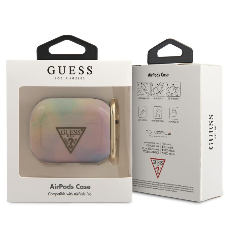 سي جي موبايل جيس تي بي يو جراب ربط وصبغ شعار إليتروبليت مع حلقة مضادة للفقد متوافقة مع ايربودز برو ، مقاومة للخدش ، امتصاص الصدمات ، حماية من السقوط ، وغطاء سيليكون واقٍ من الغبار مرخص رسميًا - قوس قزح