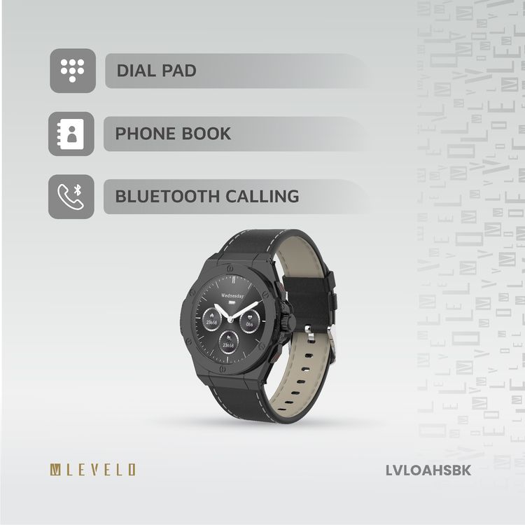 Levelo Oak Automatique Hybrid Smart Watch, Amoled Display, IP68 Water Resistant, Health Monitoring - Black 