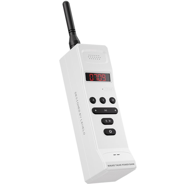 Levelo Revolt 20000mAh Walkie Talkie Power Bank with 1.5km Communication Distance, Laptop Charger, LED Detachable Antenna, PD 100W Total Output, Safety Protection, Type-C In/Out, LED Display, Voice Recorder - White