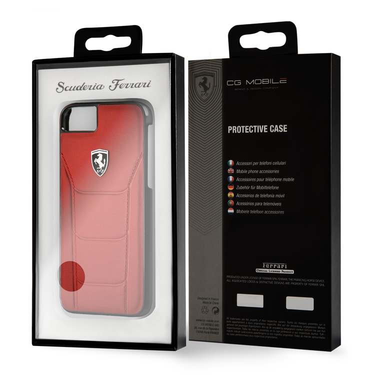 CG MOBILE Ferrari Heritage 488 Genuine Leather Hard Phone Case Compatible for iPhone 7 / 8 | Shock & Scratch Resistant Mobile Case Officially Licensed - Red