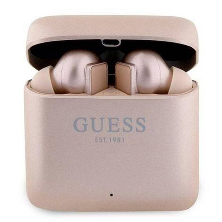 Guess Satined Finish True Wireless Earbuds with Touch Controls, Voice Assistant Support, Multiple Sizes of Silicone Ear Tips, Passive Noise Isolation, 6mm Driver Size, 300mAh Charging Case Battery - Pink