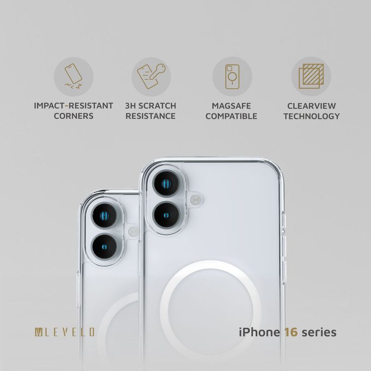 Levelo MagSafe Clara Clear Case for iPhone 16 Plus with Clearview Technology & 3H Scratch Resistance - Clear