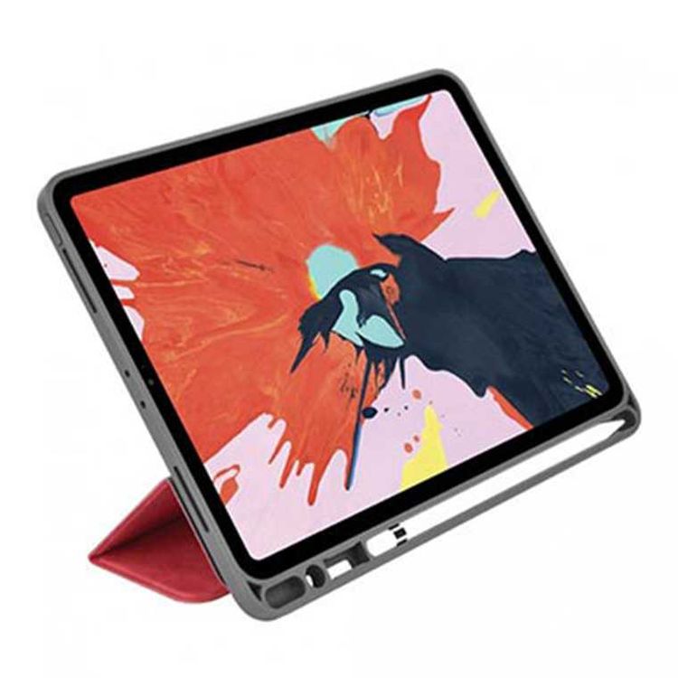 Comma Leather Case with Pencil Slot for Apple iPad Pro 11" (2020), Shock & Scratch Resistant, Shock & Drop Protection, Camera Protection, Easy Access to All Ports - Red