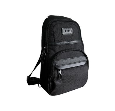 Levelo Urban Sling Bag with Multiple Compartments, 1680D Polyester Material, Lightweight Design, Ample Space, Versatile Use - Black