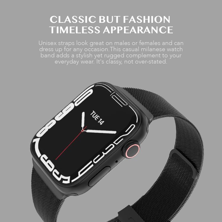 Levelo Double Milanese Watch Strap for Apple Watch 38/40/41mm, Stainless Steel Material, Double-lock Folding Buckle, Adjustable Strap, Easy Installation - Black
