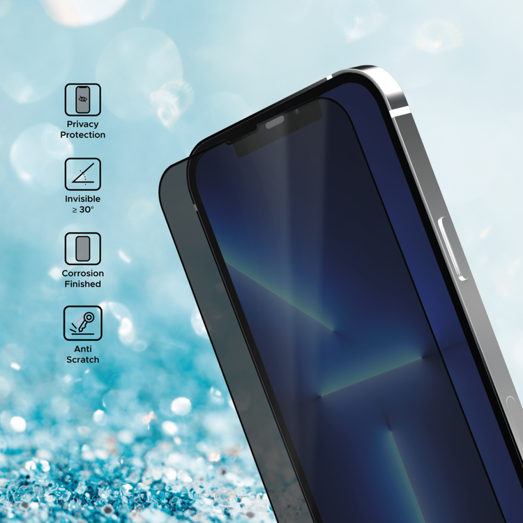 واقي شاشة Liberty Guard Matte Privacy Full Cover بحافة مستديرة لهاتف iPhone 13/13 Pro، مضاد للصدمات والتأثير - الخصوصية