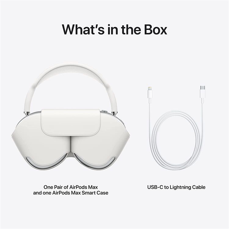 Apple AirPods Max Silver with White Headband, Active noise cancellation, Transparency mode - Silver/ White