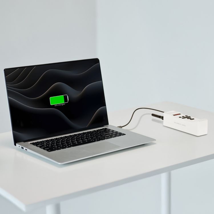 Levelo Revolt 20000mAh Walkie Talkie Power Bank with 1.5km Communication Distance, Laptop Charger, LED Detachable Antenna, PD 100W Total Output, Safety Protection, Type-C In/Out, LED Display, Voice Recorder - White