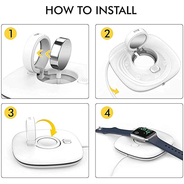 Ahastyle ABS Plastic Foldable Stand For Apple Watch Charger, Compatible with all Apple Watch - White