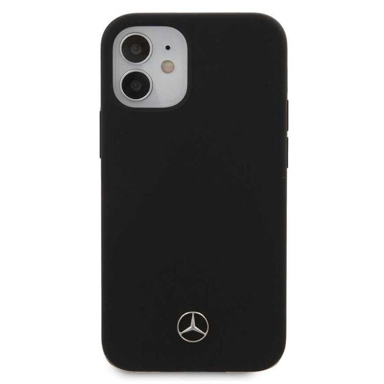 CG Mobile Mercedes-Benz Liquid Silicone Case with Microfiber Lining Compatible for iPhone 12 Mini (5.4") - Black