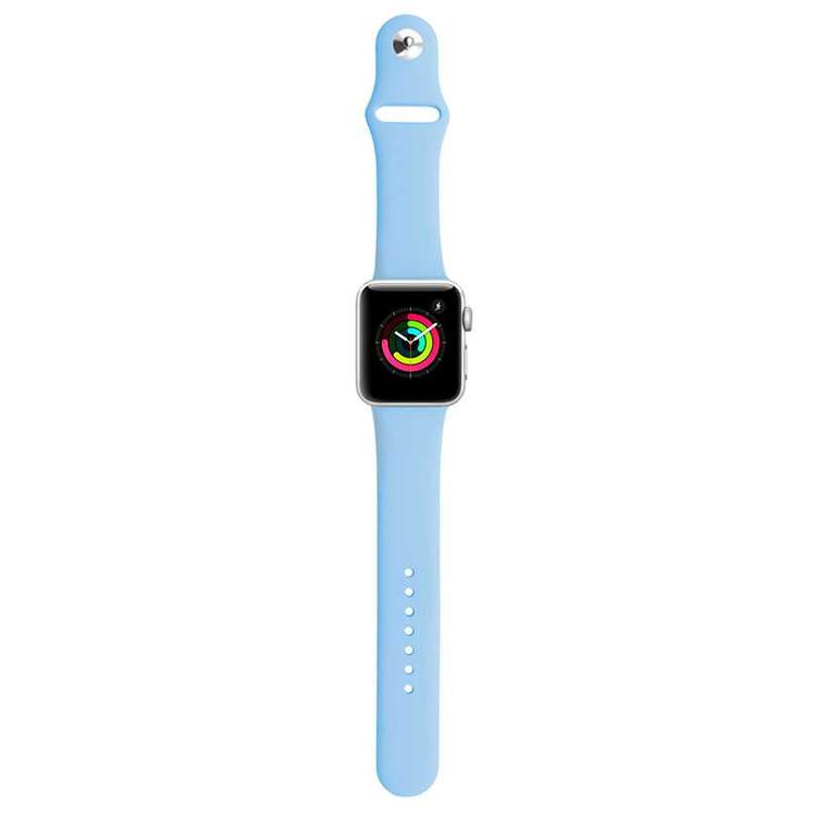 iGuard by Porodo Silicone Watch Band, Fit & Comfortable Replacement Wrist Band, Adjustable Straps Compatible for Apple Watch 44mm / 42mm - Light Blue