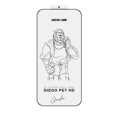 Green Lion Diego Pet HD Screen Protector for iPhone 17 Pro, Anti-Broken Soft Edge, 9H Item Hardness, Crystal Clear, Anti-Fingerprint, Anti-Scratch, Oleophobic Coating, Air Bubble Prevention, Ultra-Thin - Clear