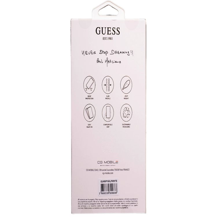 GUESS MagSafe Liquid Glitter Hard Case with Flower Design for iPhone 16 Pro Max, Drop Protection, Accurate Cutouts, Shock-Absorption, Slim Profile - Beige