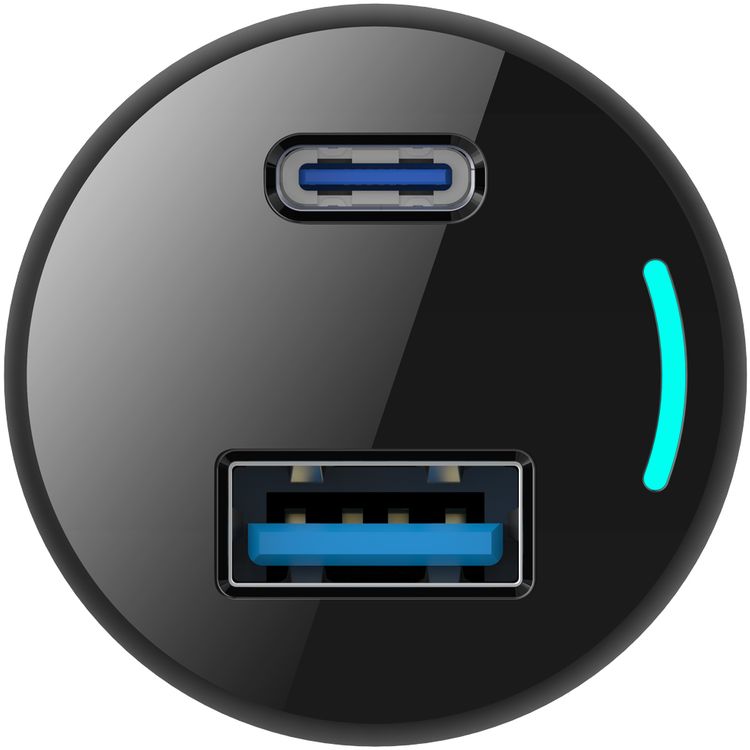 شاحن سيارة باورولوجي ثنائي المنافذ مع PD 65 وات و QC3.0 18 وات، منافذ USB-A و USB-C، مصنوع من مادة PC و ABS، حماية مدمجة، شحن سريع، تصميم حاصل على براءة اختراع، شاحن كمبيوتر محمول - أسود