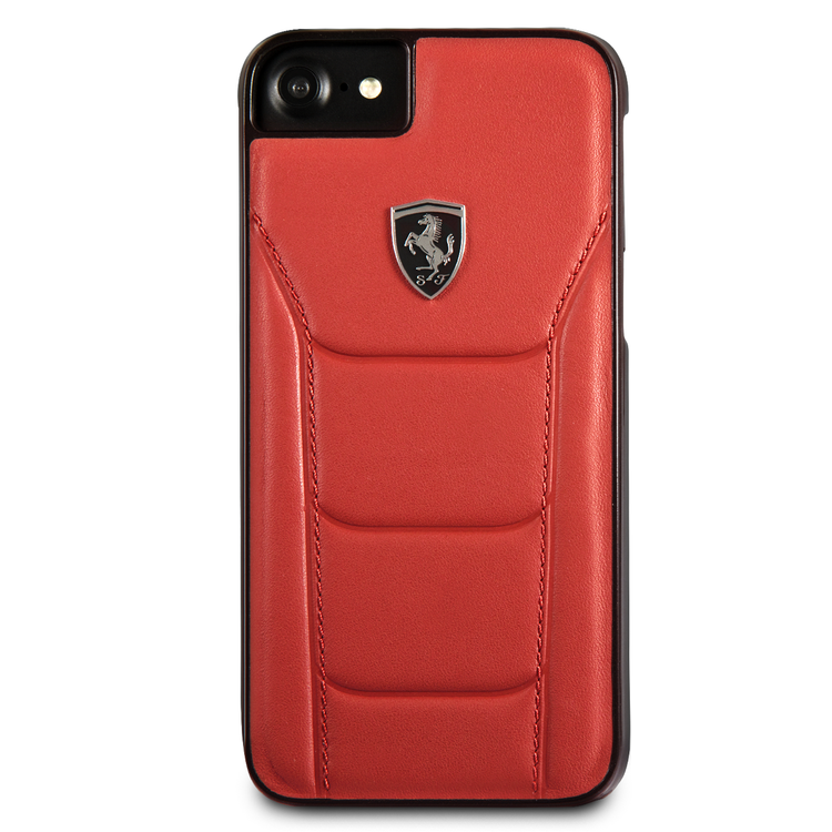 CG MOBILE Ferrari Heritage 488 Genuine Leather Hard Phone Case Compatible for iPhone 7 / 8 | Shock & Scratch Resistant Mobile Case Officially Licensed - Red
