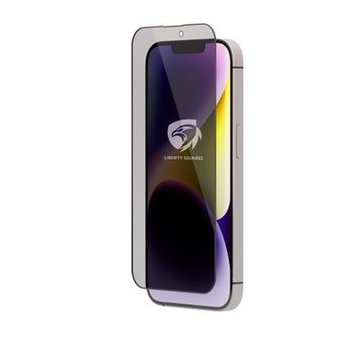 غطاء Liberty Guard 2.5D كامل أسود مع فلتر غبار DR لهاتف iPhone 13 Pro Max / 14 Max - أسود