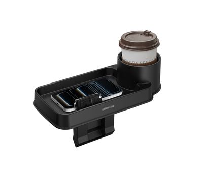 Green Lion Carvox Cup & Storage Organizer with 3-Level Adjustable Insert, Seat-Gap Custom Fit, Cup Holder, Extra Space, Storage Tray, Compatible with Most Car Models, Slide-in Installation - Black