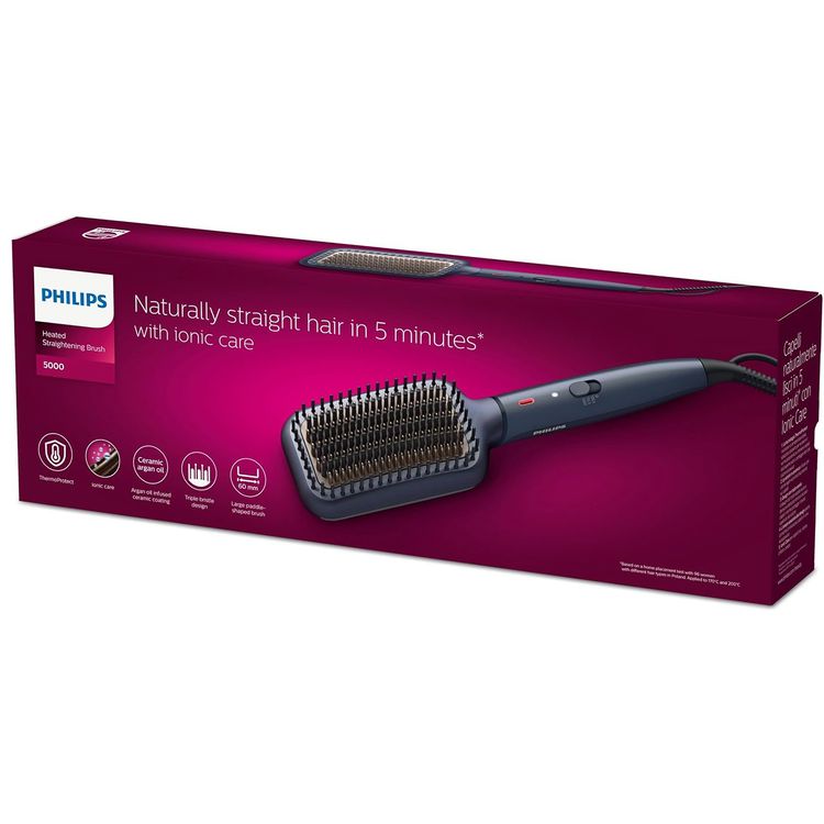 Philips Series 5000 Heated straightening brush-BHH885/03 - Dark Blue