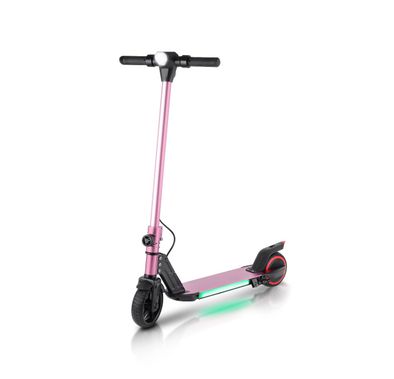 Green Lion GBK-KIDS E-Scooter with 130W Efficient Motor, Powerful Headlight, Dual Brake System, Digital Display, Bulit-in-BT Speaker, 6.3" Safe Solid Tires - Pink