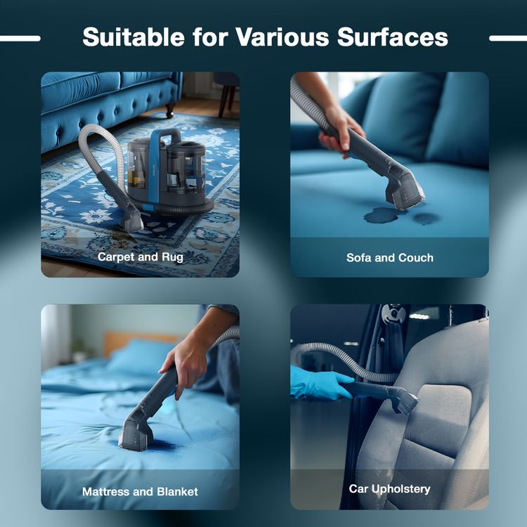 منظف السجاد جرين ليون برو، سعة خزان التنظيف 1500 مل، قوة محرك 600 واط، تنظيف طويل المدى، خزانين للماء، سهل التخزين - أزرق