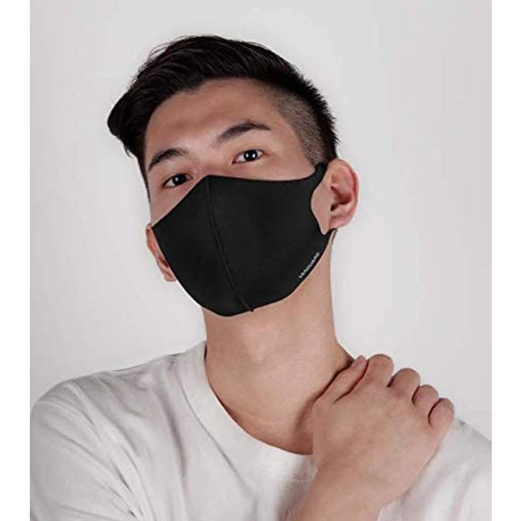 Vanguard Smart Care Puro-Nano Zinc Anti-Bacterial 3 Ply BFE Face Mask, Protection Washable Face Masks - Black (Large)