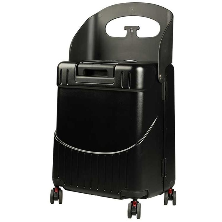 Levelo RoamRide 22" Travel Luggage with Built-in Child Seat, Impact Resistance Shell, Hypoallergenic Interior Comfort, 100kg Weight Bearing, Fusion Telescopic Handle - Metallic Black