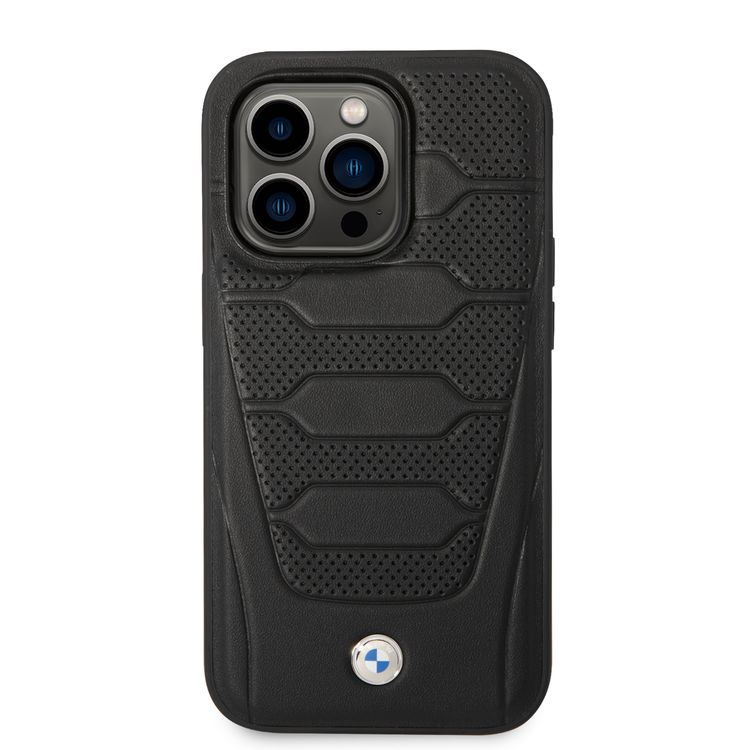 BMW Magsafe Compatibility Signature Collection Genuine Leather with Perforated Seats Design iPhone 14 Pro Max Compatibility - Black