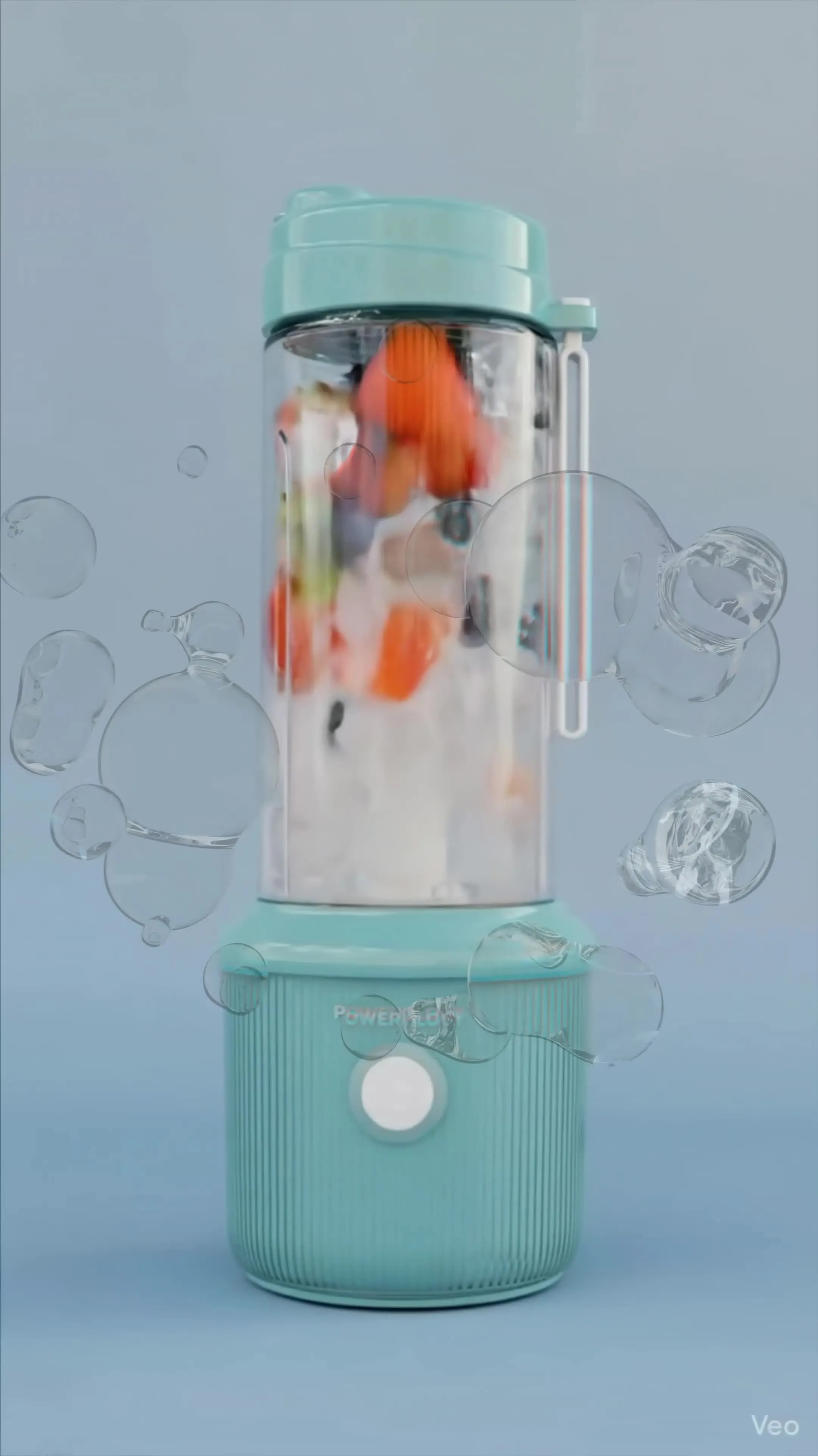 Powerology Press & Refresh Portable Blender with 450mL Capacity, 126W Motor Power, Sharp Steel Blades, Leakproof, BPA-Free Material, 16500RPM Motor Speed - White