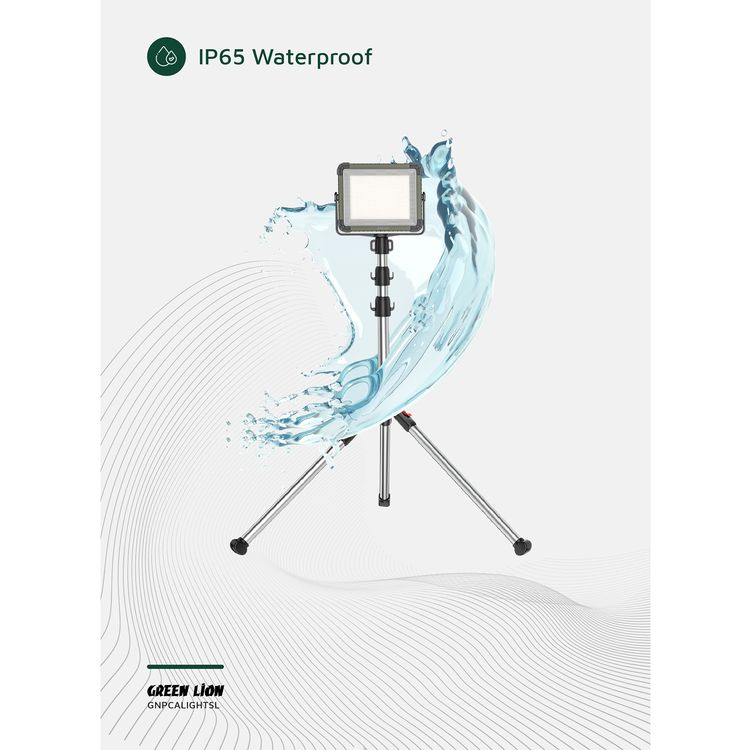 Green Lion Solar Camping Light with Power Bank Function, Up to 12 Hours Working Time, 4 Light Modes, 2.1m Maximum Adjustable Height, Digital Battery Display, 1500lm Brightness - Silver