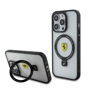 Ferrari iPhone 15 Pro For Magsafe Ring Stand Case - Transparent